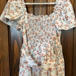 Anthropologie Blue Floral Button-Down Blouse